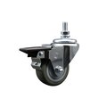 Service Caster 3 Inch Gray Polyurethane 10 MM Threaded Stem Caster with Brake SCC-TS20S314-PPUB-PLB-M1015